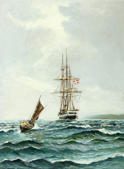 Paesaggio marino con la fregata Jylland da Vilhelm Bille